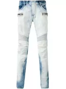 hommes balmain straight biker jeans hiphop pants sky